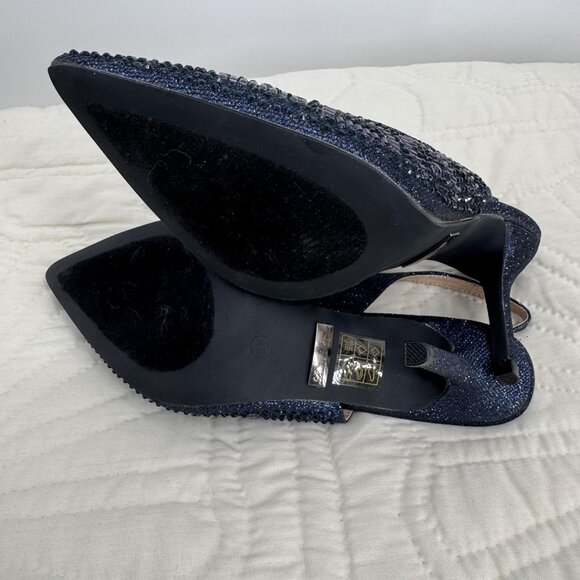 Lauren Lorraine Rachel Shoes Navy Slingback Heels Beaded Dress - Picture 8 of 10